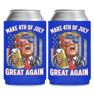 Make 4th Of July Great Again Can Cooler | President Trump Can Holder | MAGA Can Sleeve For Drinks 682458 - GOP