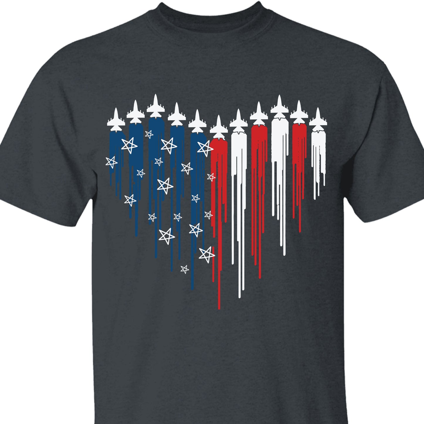 Fighter Jet Airplane American Flag Unisex Shirt | Red White Blue Shirt | Independence Day Shirt | 4th of July Shirt Dark C1059