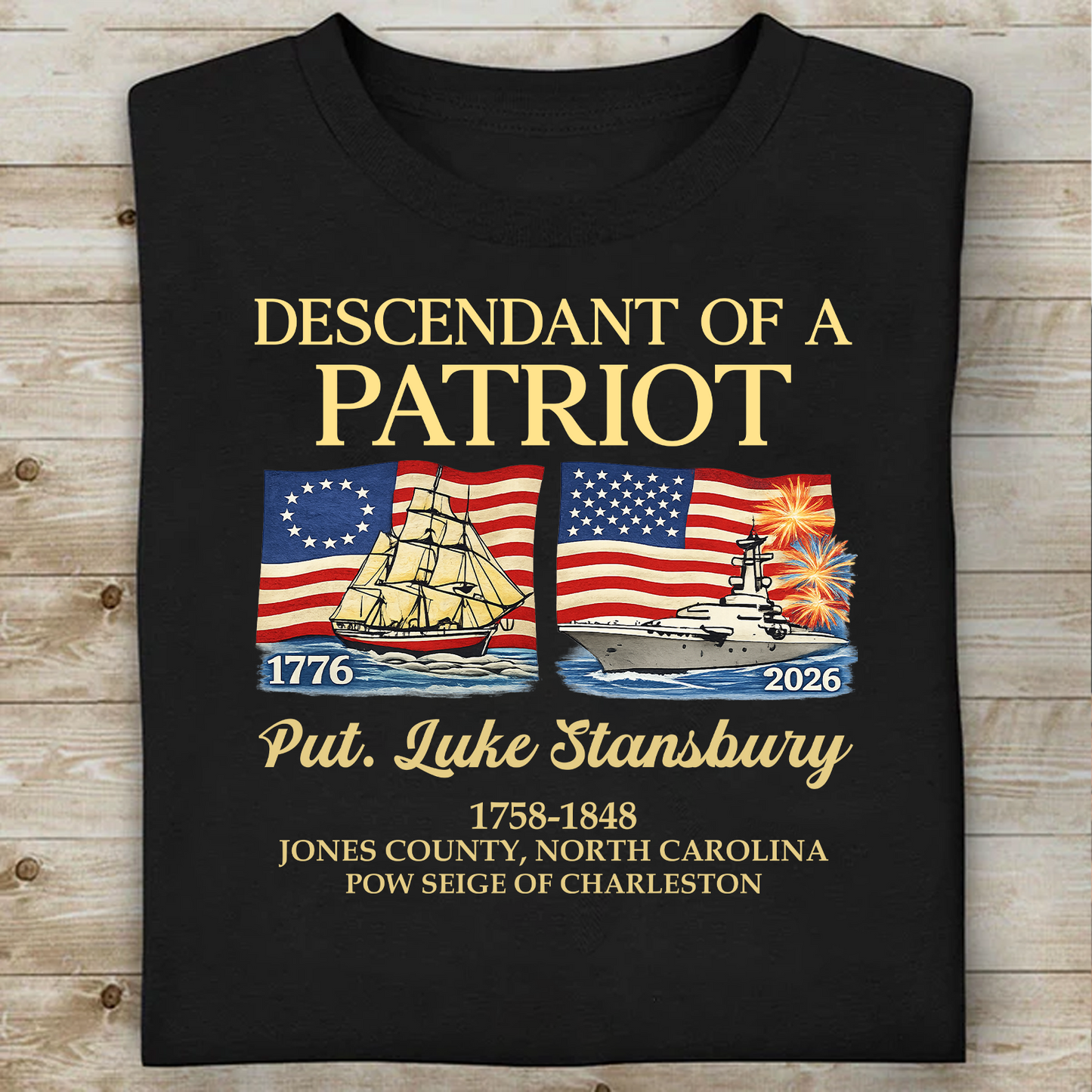 Custom Name Descendant Of A Patriot Dark Shirt | Patriotic Tee Gift For 250 Years Anniversary 684614