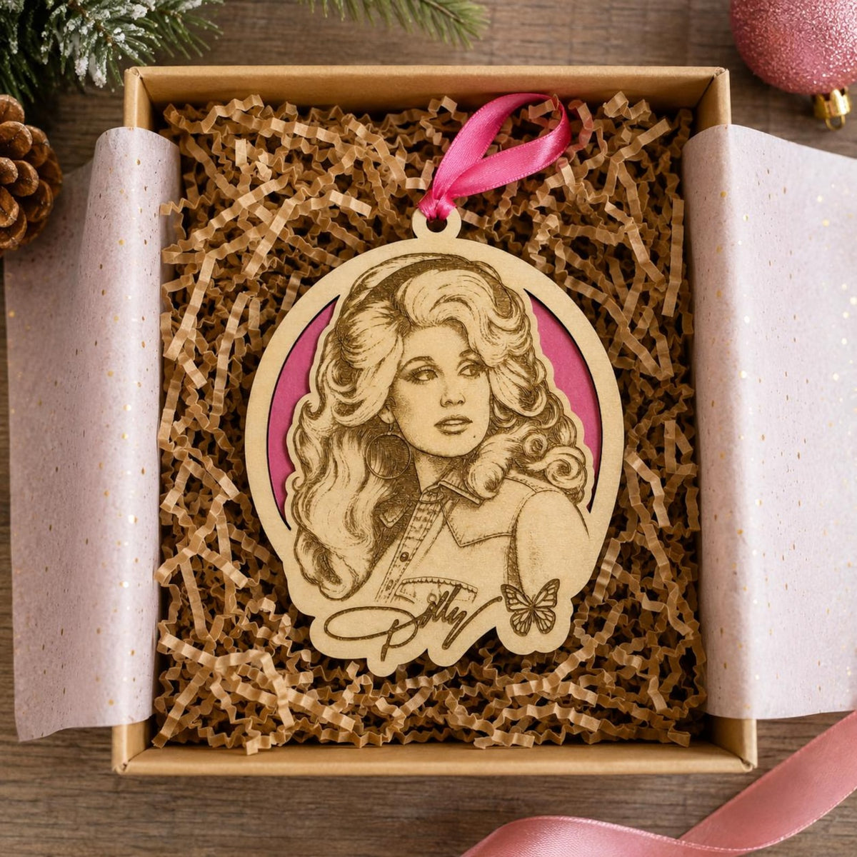 Dolly Parton Rememberance Wooden Ornament, Country Music Christmas Tree Keepsake 686188 WFD