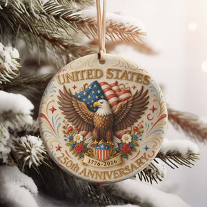 United States 250 Years Anniversary Ceramic Ornament | Patriotic Christmas Ornament 683447