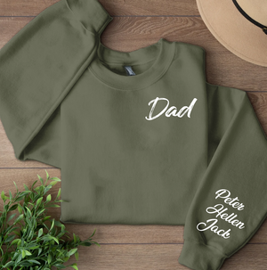 Personalized Dad Sweatshirt With Kids’ Names on Sleeve | Custom EST Year Father’s Day Gift For New Dad, Daddy Sweater 682242