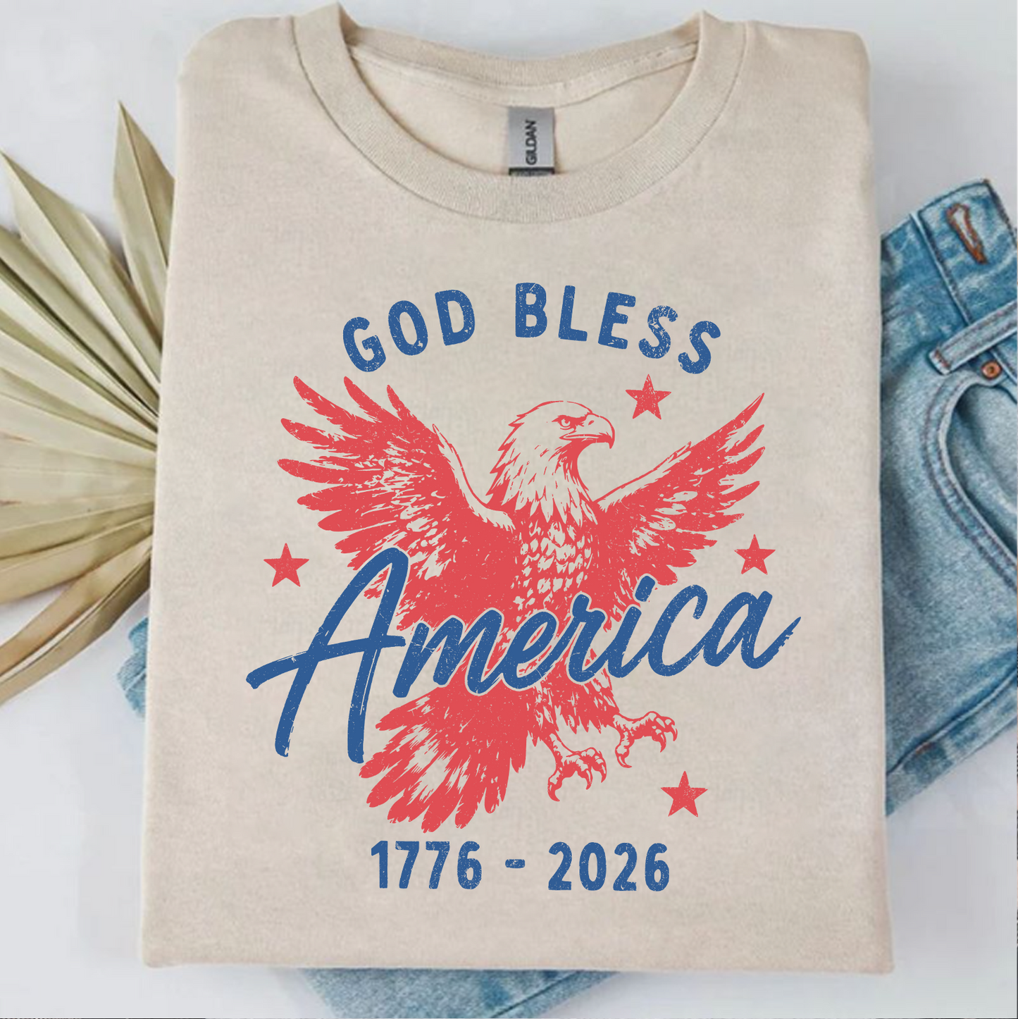 Personalized USA 250th Anniversary Bright Shirt, God Bless America Tee, Patriotic 4th Of July Gift 685400