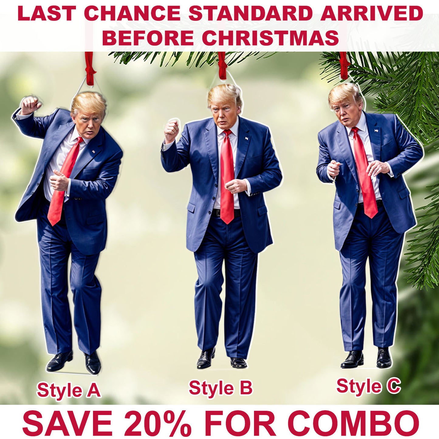 Trump Dancing Ornament, Christmas Trump Acrylic Ornament | Perfect for Car & Christmas Tree Decor C1618 - GOP