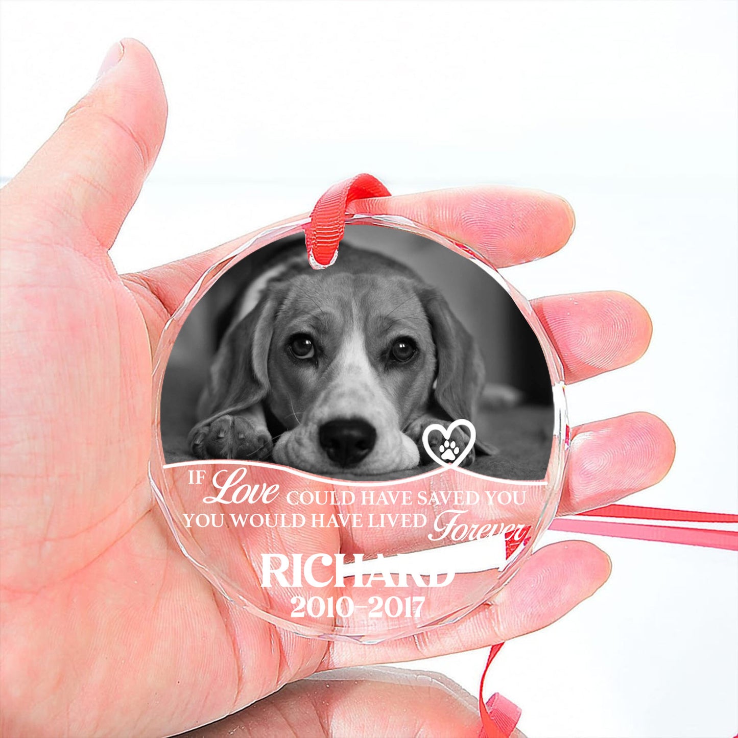 Personalized If Love Could Have Saved You Glass Ornament | Custom Memorial Pet Photo Glass Ornament For Christmas Decor 682726