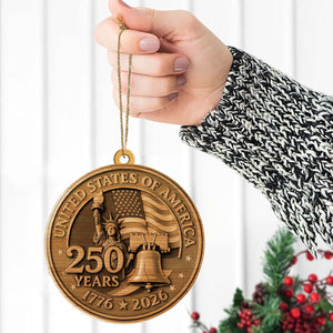 250 Years 1776–2026 Wood Ornament | USA Patriotic Liberty Bell Decoration | 250th Anniversary Independence Day Christmas Ornament 682757
