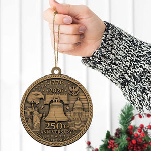 250 Years USA Anniversary 1776–2026 Wood Ornament | Patriotic 4th of July Decoration | Happy 250th Birthday America Ornament 682759