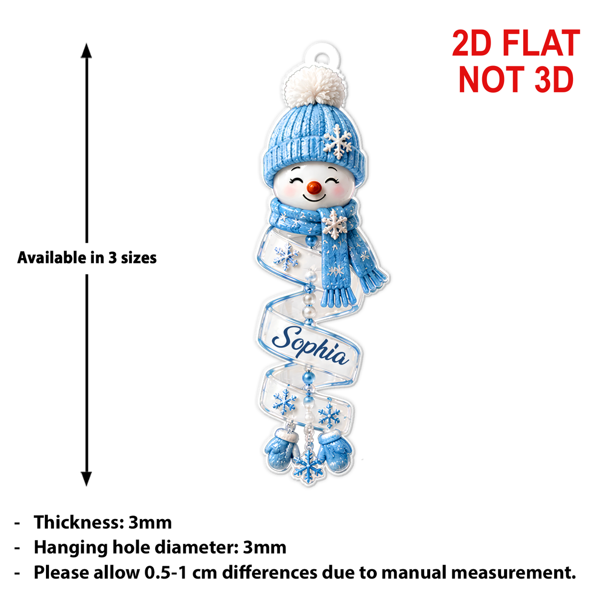 Personalized Christmas Snowman Spiral Acrylic Ornament, Custom Name Christmas Ornament, Gift For Family 686167