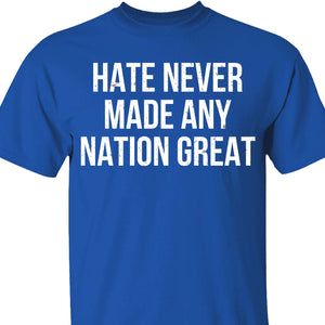 Hate Never Made Any Nation Great Shirt - Political Shirt for Social Activists, Political and Protest Dark Shirt 682204