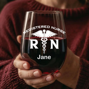 Personalized Registered Nurse Wine Glass | Custom Name Wine Glass| Funny “Good Day / Bad Day” Levels | Gift For Mom | Gift For Wife 682689