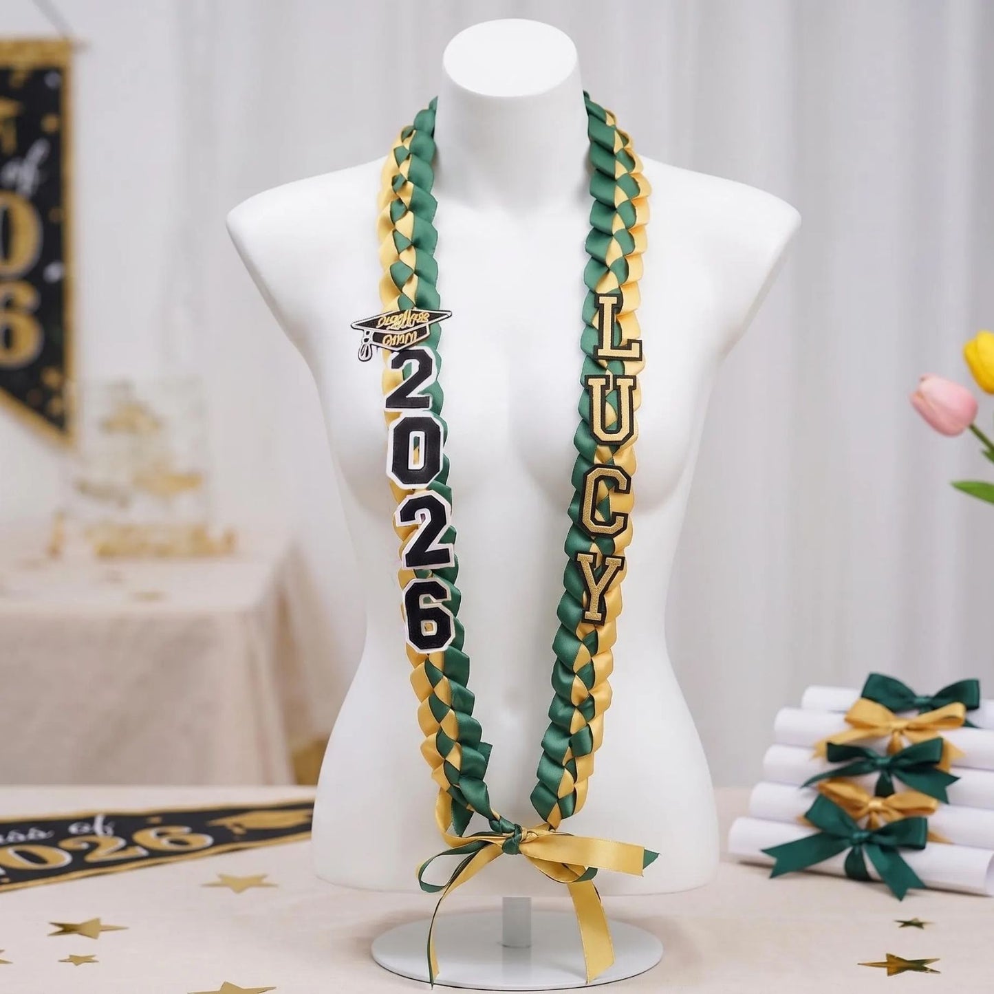 Class of 2026 Ribbon Lei | Personalized Graduation Lei | Custom Name Ribbon Lei 684889