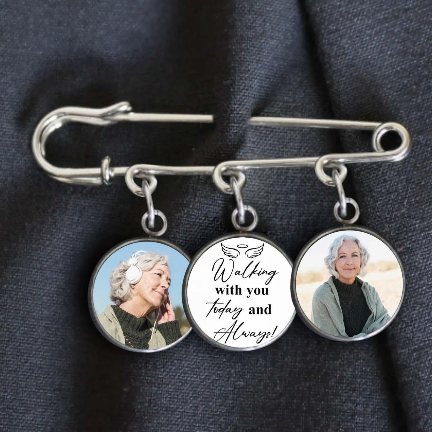 Walking With You Today & Always | Personalized Memorial Graduation Pin | Memorial Pin | Custom Photo Charm 684863