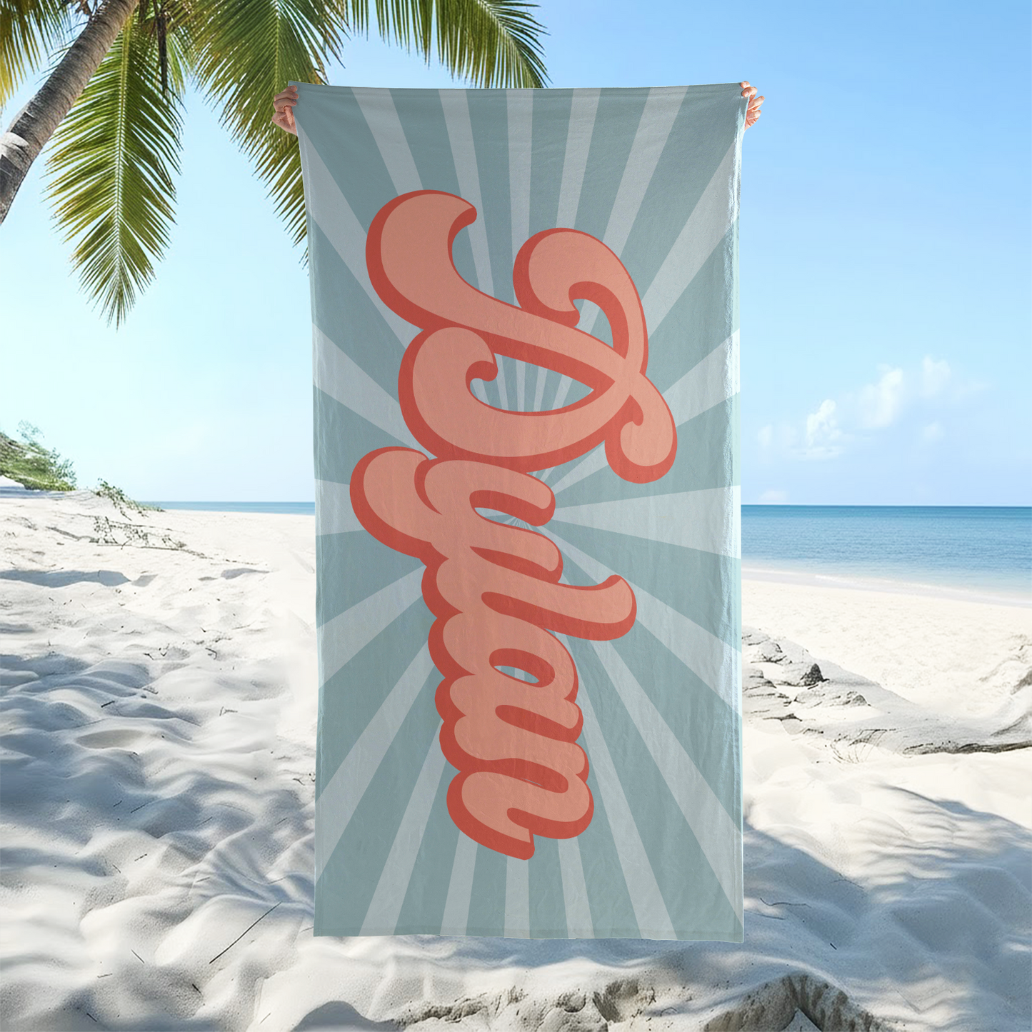 Personalized Retro Beach Towel, Custom Name Pool Towel, Bachelorette Party Favor, Summer Beach Gift 685578