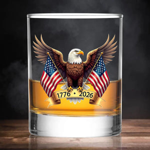 American Eagle and US Flag 250 Years Glass | Happy 250th Birthday USA | Patriotic 4th of July Glass | Independence Day Whiskey Glass Beer Glass 682563