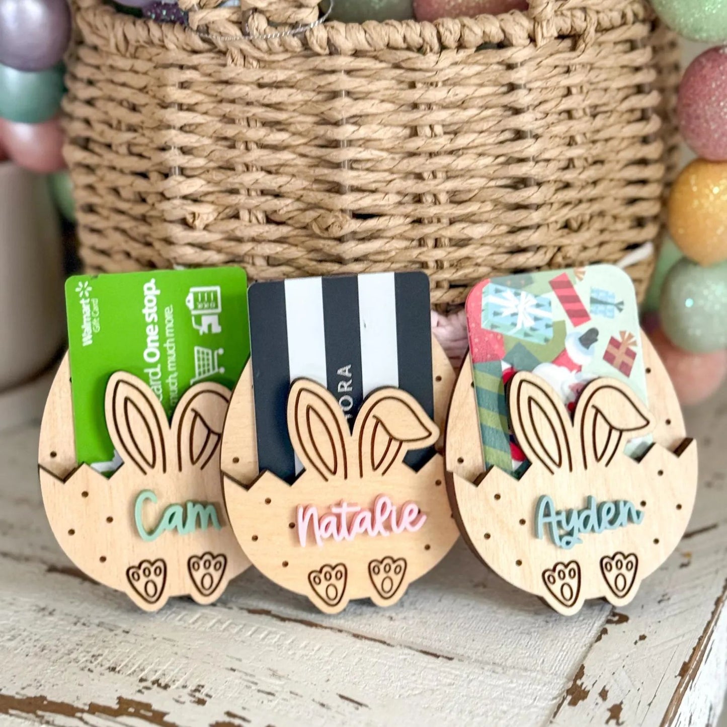 Personalized Bunny Money Holder, Custom Easter Gift Card Holder, Easter Name Tag 684472