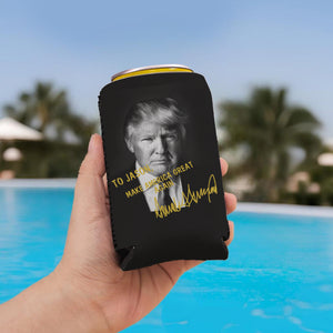 Personalized Donald Trump Autographed Can Cooler | Donald Trump Homage Can Holder | Black Can Sleeve For Drinks 682433 - GOP