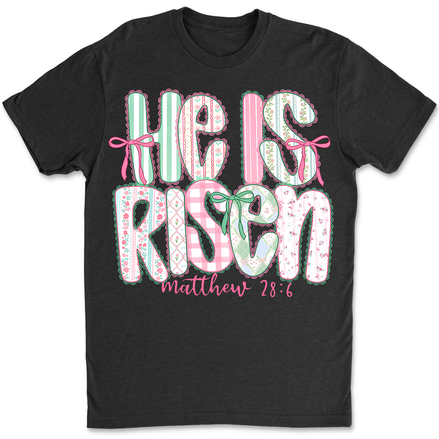 He Is Risen Coquette Lace Dark Shirt | Easter Day T-Shirt 684440