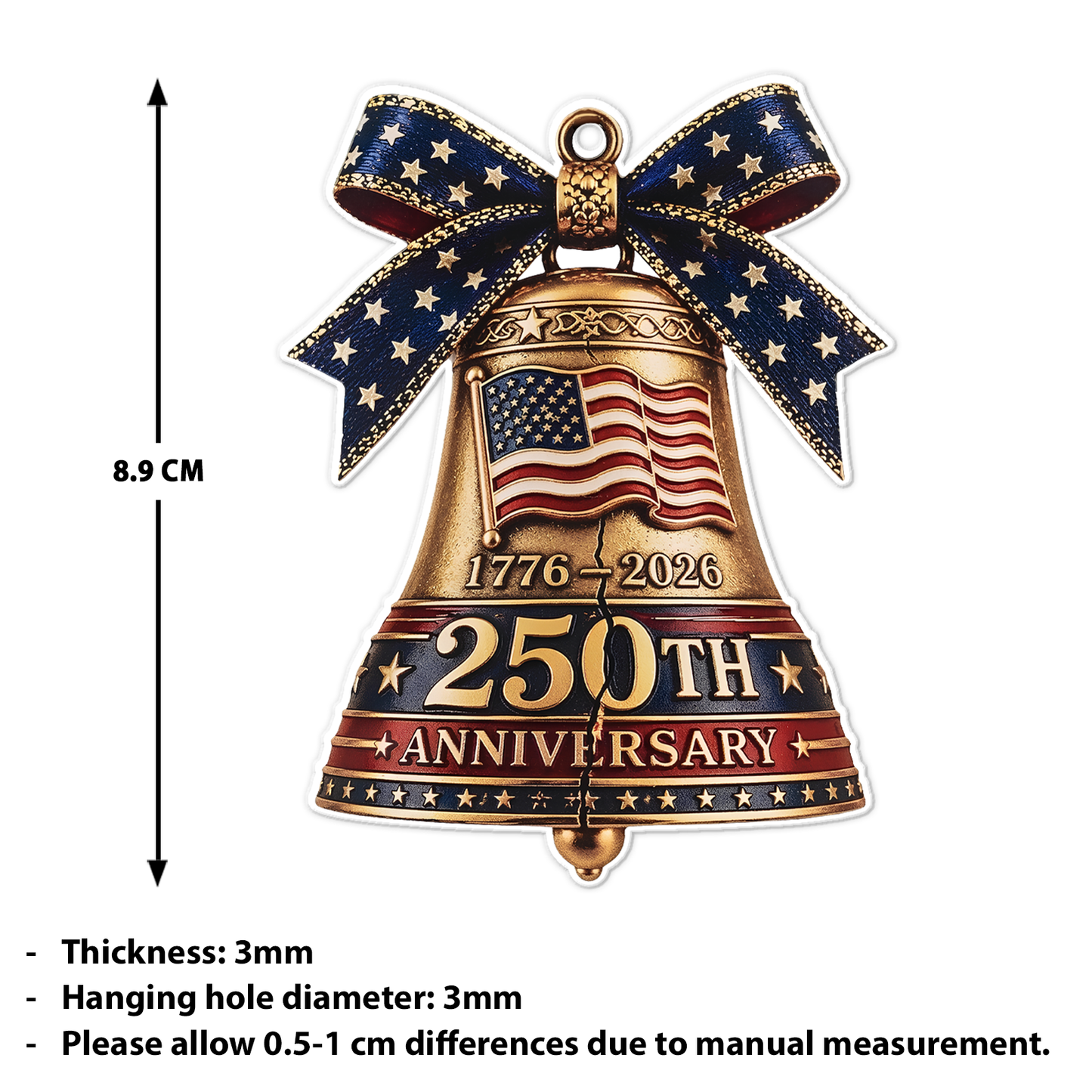 USA 250th Anniversary Acrylic Ornament, 1776-2026 Patriotic Christmas Tree Decor 685890
