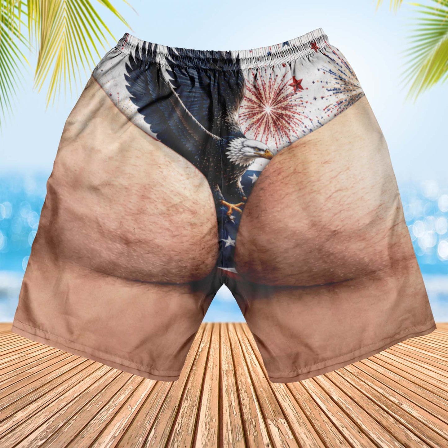 Personalized 250th Anniversary Beach Shorts, Custom AOP Swim Trunks, Funny 4th Of July Gift For Men 685581