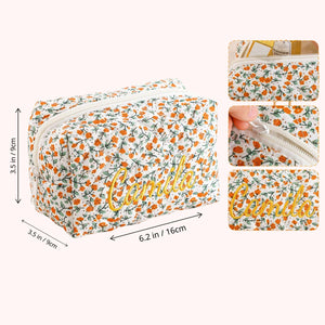 Personalized Embroidered Makeup Bag | Custom Floral Cosmetic Bag | Travel Makeup Pouch 683744