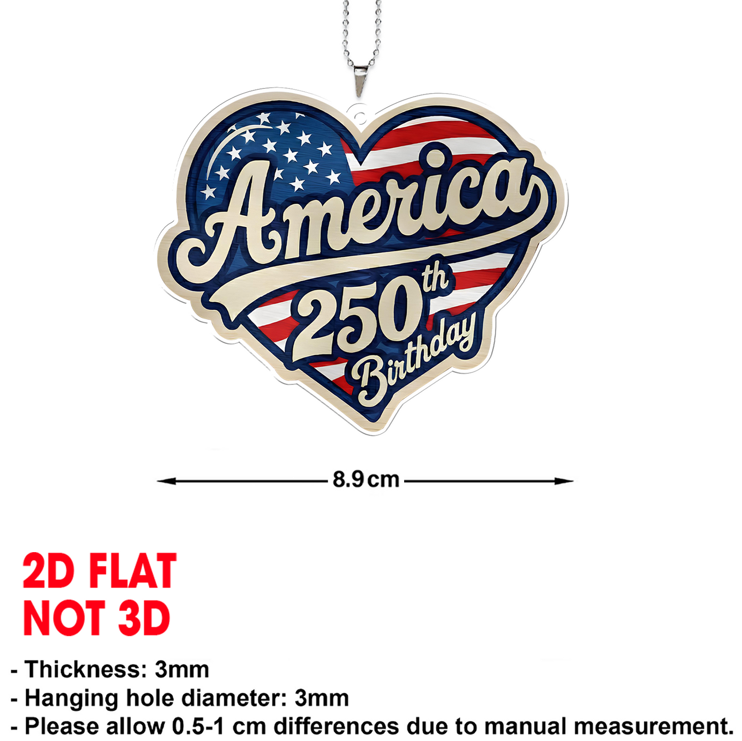 America 250 Years Anniversary Car Ornament | Patriotic Car Decor | America 250 Celebration Gift 684517