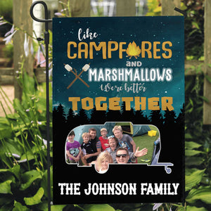 Like Campfire And Marshmallows We're Better Together Personalized Custom Photo Camping Flag