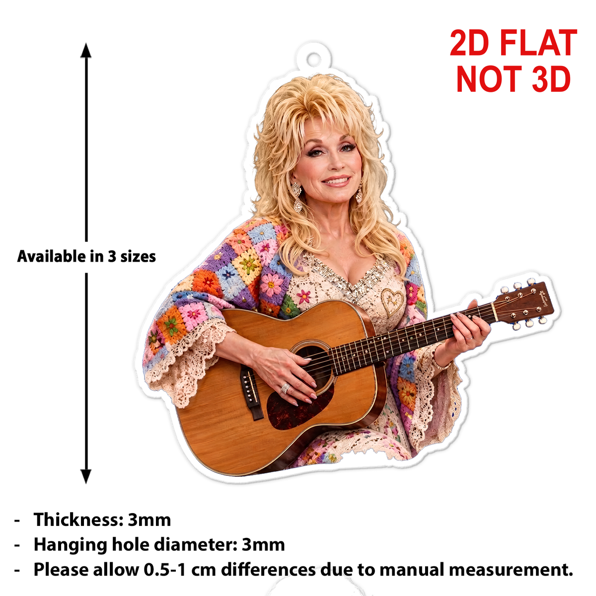 Dolly Parton Memorial Acrylic Ornament, Country Music Christmas Ornament 686198