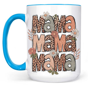 Retro Leopard Mama Mug – Boho Floral Coffee Cup For Trendy Moms, Mother's Day Gift Idea 682138
