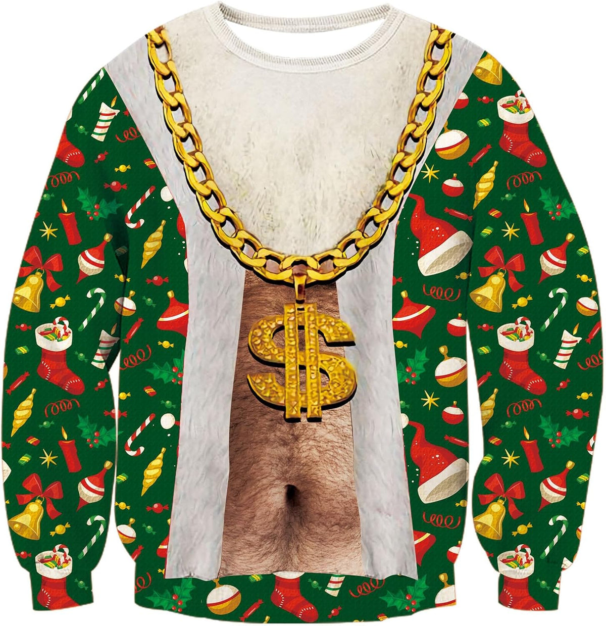 Funny Christmas Ugly Sweater For Men, Fake Belly All-Over Print Sweatshirt 686358 WFD
