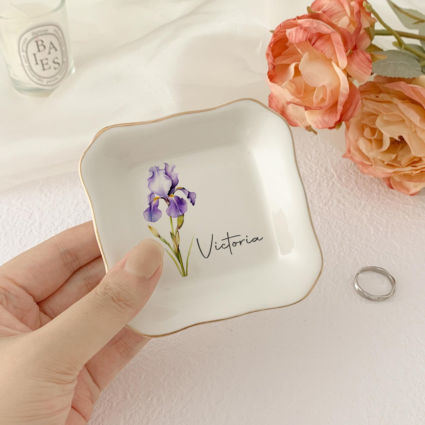 Personalized Mother's Day Jewelry Dish, Custom Name Ring Dish Gift For Mom 684844