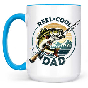 Reel Cool Dad Fishing Mug – Funny Bass Fishing Coffee Mug for Dad | Father's Day Gift, Dad Birthday Gift, Retro Mug for Fishing Lover 682288