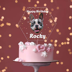 Custom Shape Acrylic Cake Topper | Personalized Gift For Family, Gift for Pet Lovers, Gift for Anniversary 683829