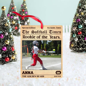 Personalized Rookie of the Year Softball Wood Ornament | Custom Softball Photo Ornament 682723