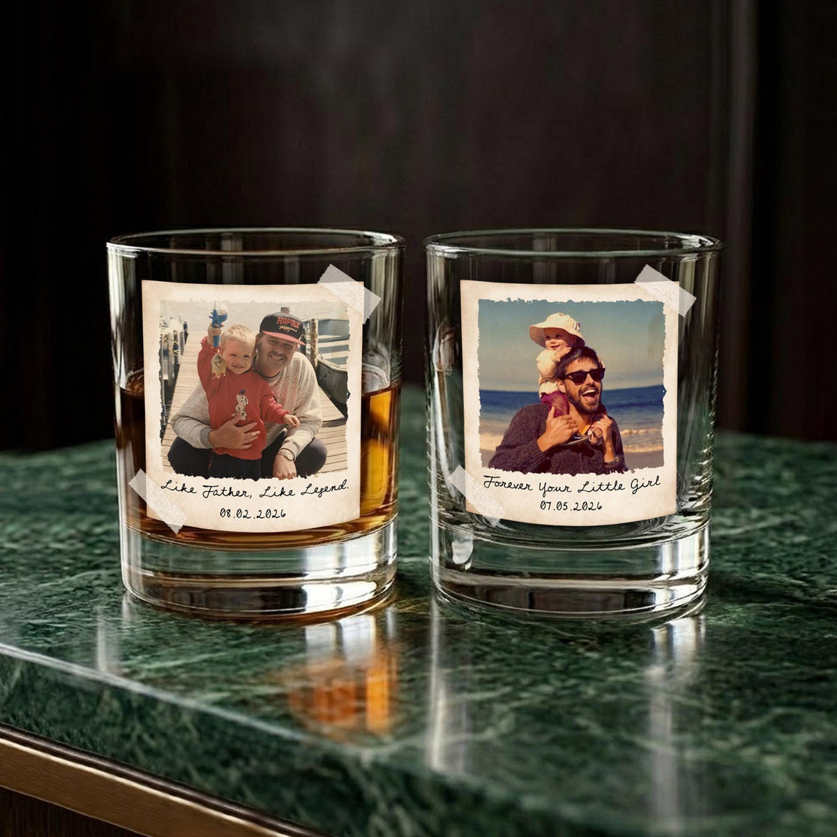 Custom Photo Polaroid Whiskey Glass, Personalized Wedding Rocks Glass, Gift For Dad 686521 WFD