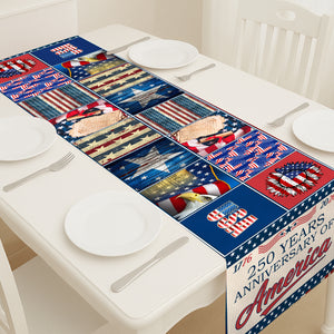 250 Year Patriotic Table Runner | 250th Anniversary Patchwork Inspired Americana Decor | USA Independence Gift 683618