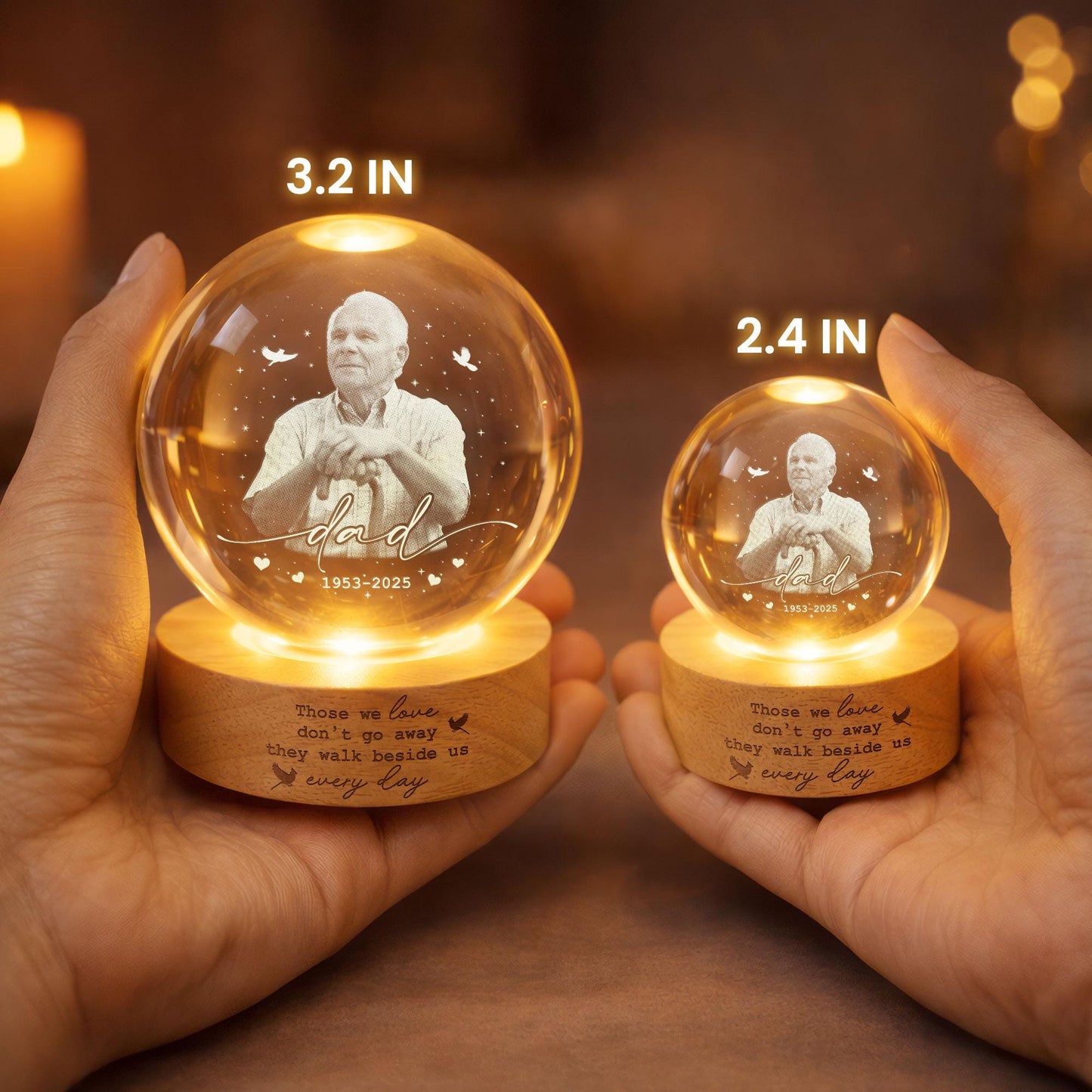 Custom Photo Memorial Crystal Ball Night Light, Mom Remembrance Gift, Dad Memorial Gift 685450 WFD