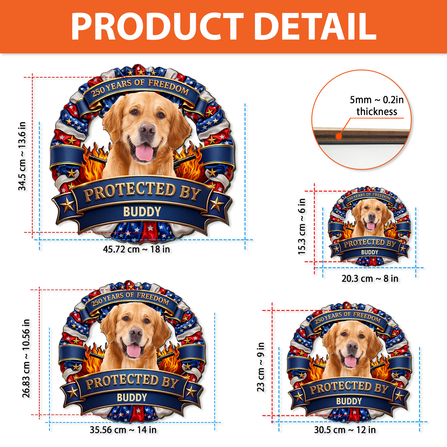 Custom Dog Photo America 250 Years Of Freedom Wooden Sign | Patriotic 4th Of July Wood Sign 684703