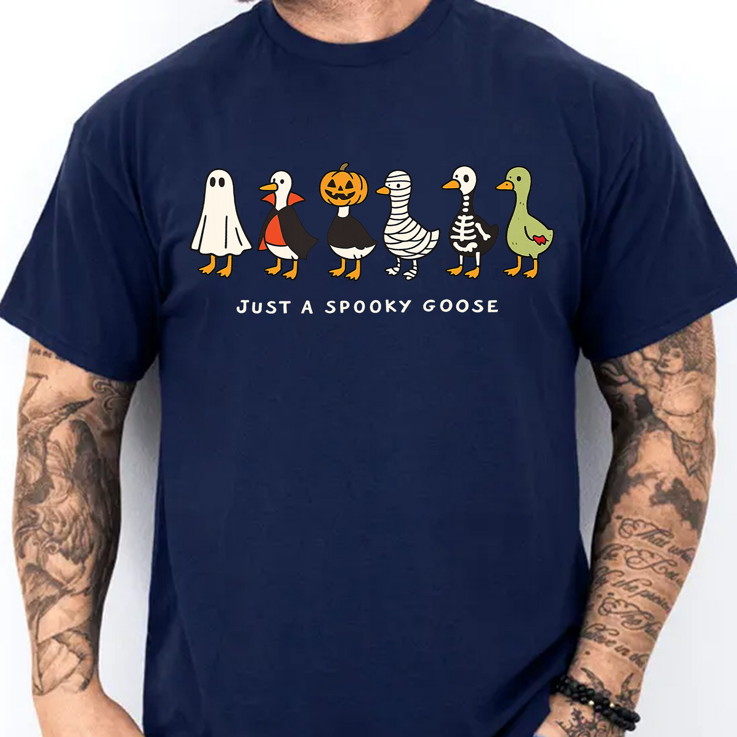 Just A Spooky Goose Dark Shirt, Halloween Funny Goose Tee, Halloween Gift For Men & Women 685700