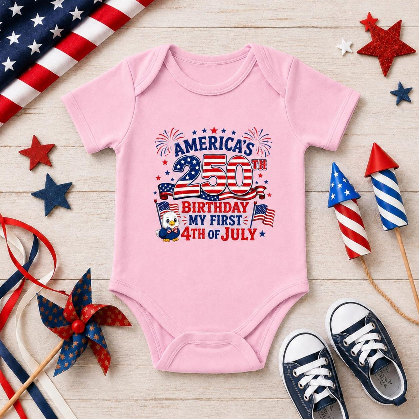 My First 4th Of July Baby Bodysuit, Patriotic America's 250th Birthday Baby Outfit 685310