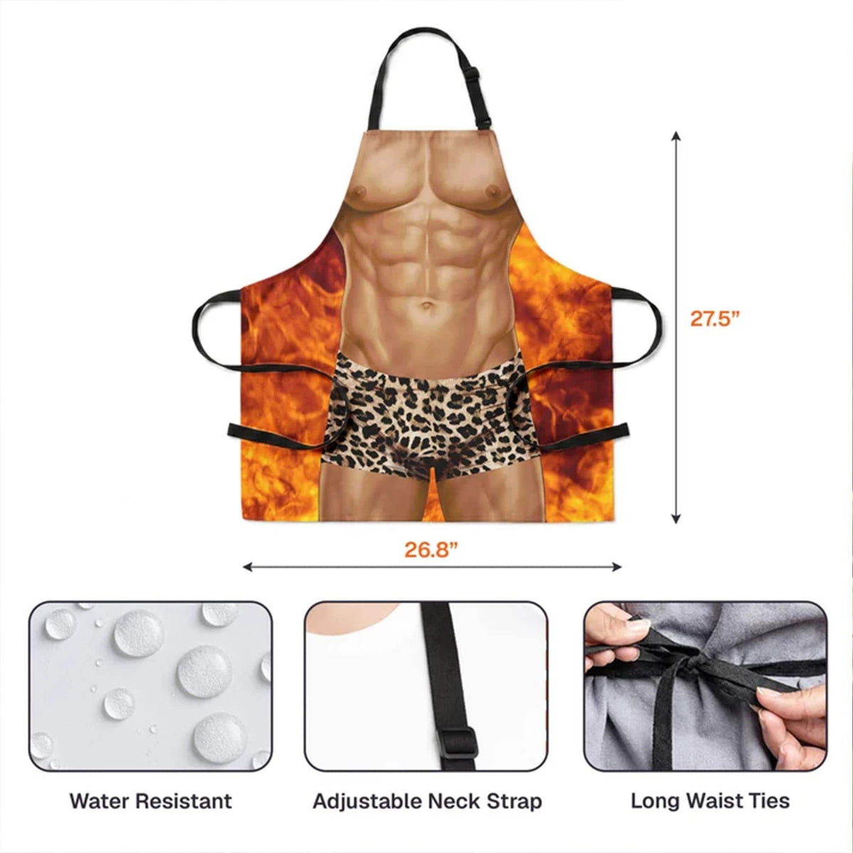 Custom Funny Muscle Man Body Apron, Personalized Fake Body BBQ Apron, Hilarious Grilling Gag Gift For Men 686265 WFD