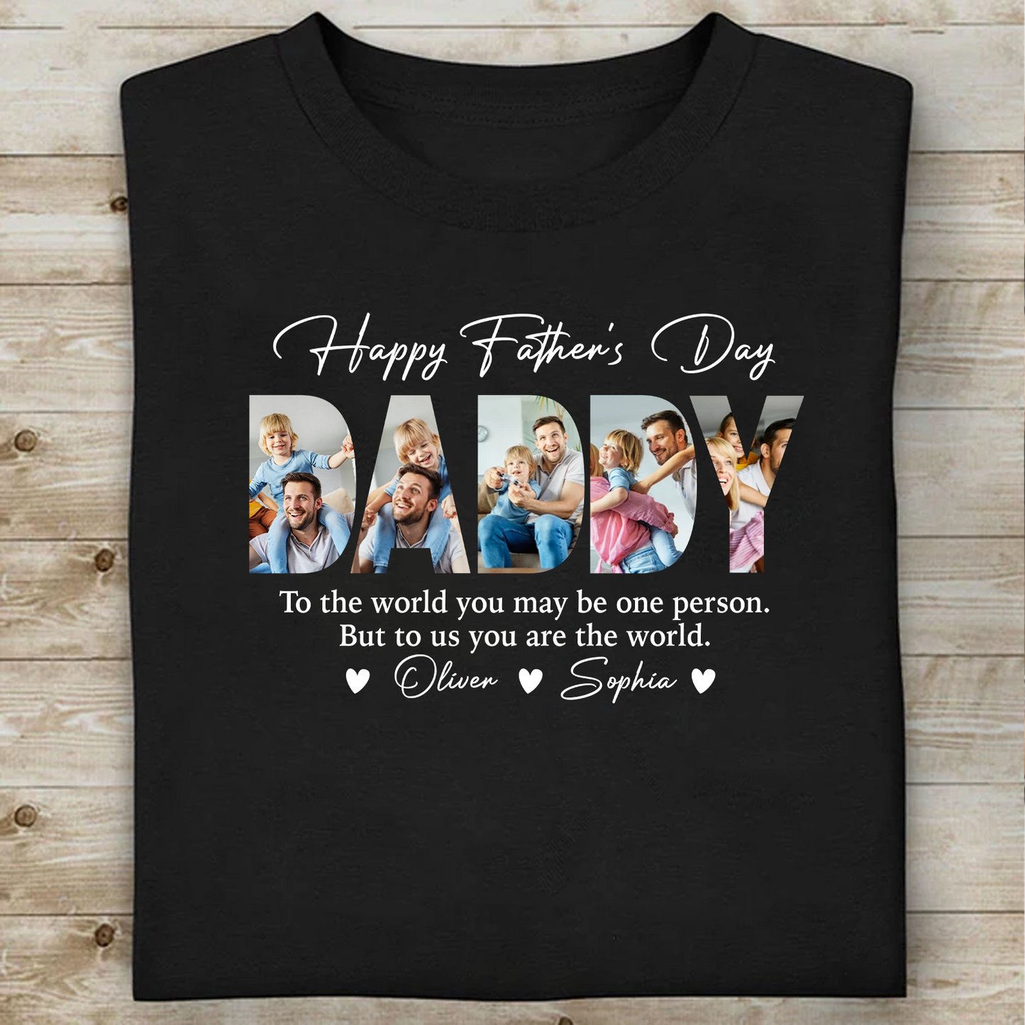 Custom Photo Happy Father's Day Dark Shirt, Personalized Family Tee, Gift For Dad 685084