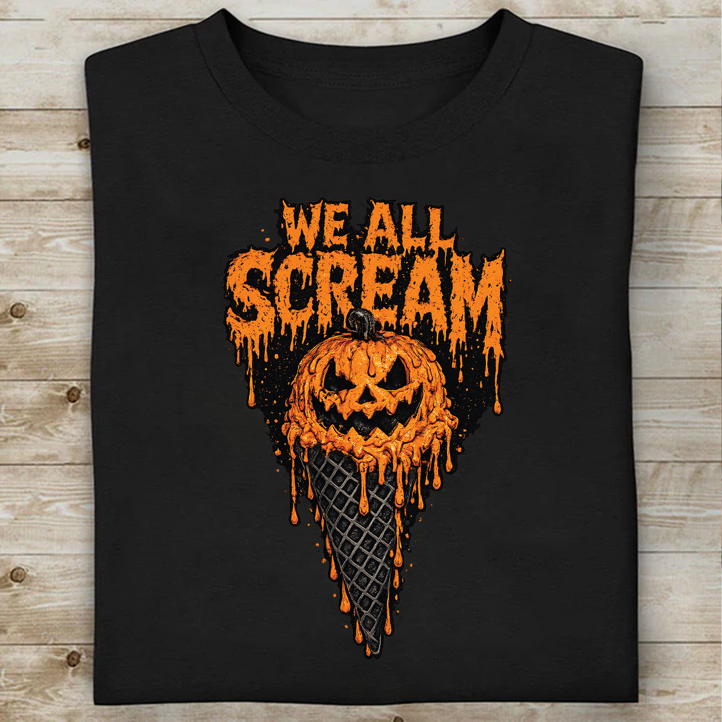 Spooky We All Scream Dark Shirt, Vintage Goth Pumpkin Tee, Gift For Halloween 685658