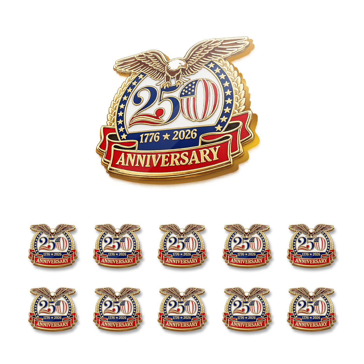 USA 250th Anniversary Eagle Lapel Pin Pack Of 10, Patriotic 1776–2026 Semiquincentennial Keepsake Gift 685061