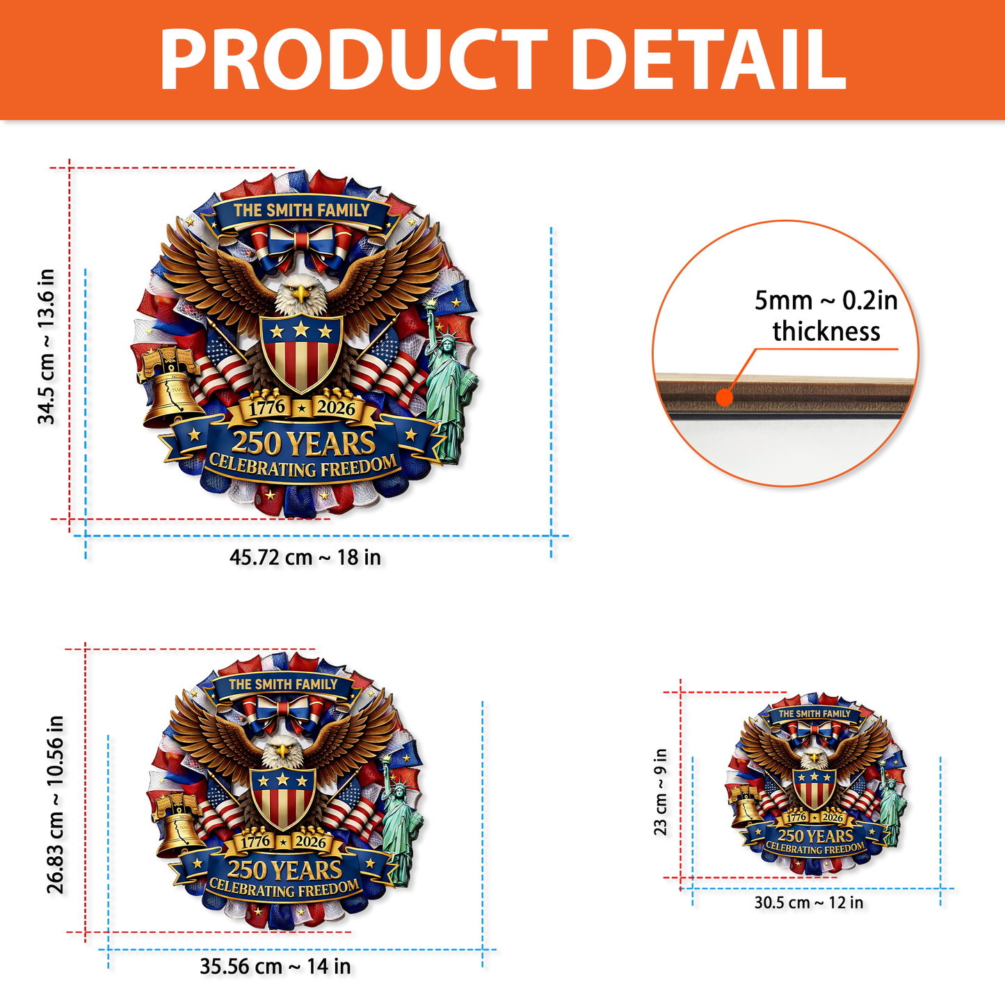 Custom 250 Years Wood Sign - Personalized America 250th Anniversary Sign | Patriotic Wall Decor 684534