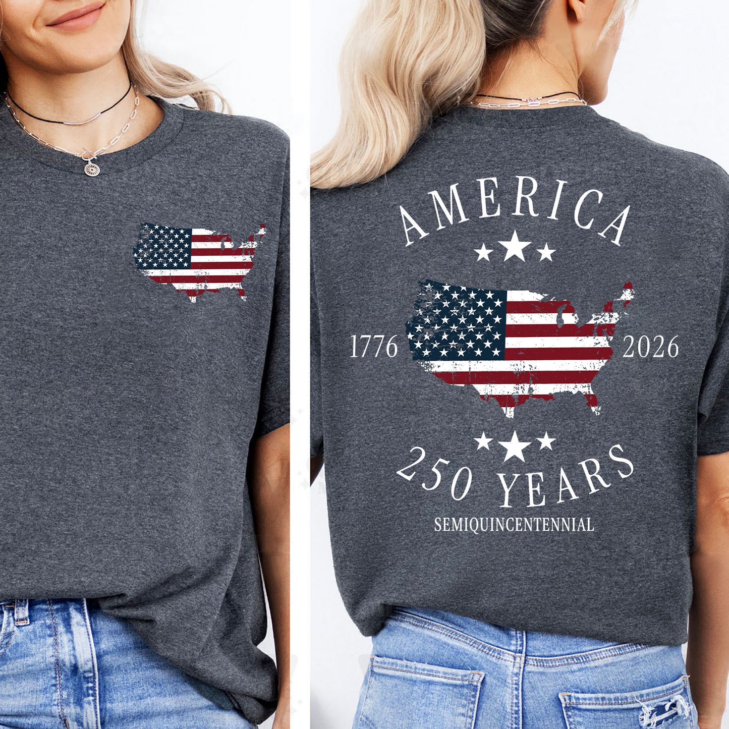 America 250th Anniversary Pocket & Back Dark Shirt, Patriotic Semiquincentennial 1776–2026 Tee, Fourth Of July Gift 685321