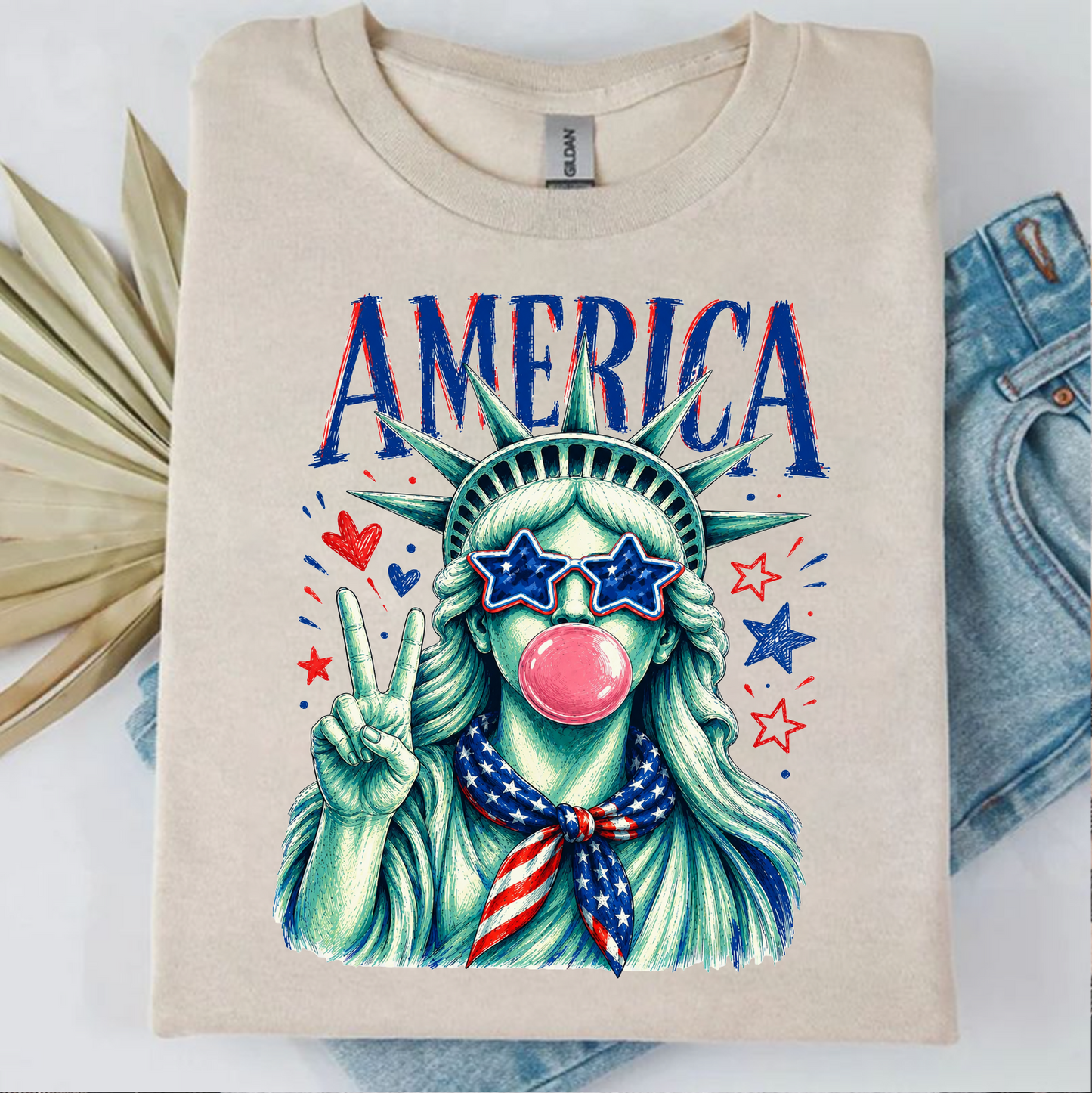 USA 250th Anniversary Bright Shirt, Vintage Preppy Statue Of Liberty Tee, Patriotic 4th Of July Gift 685337