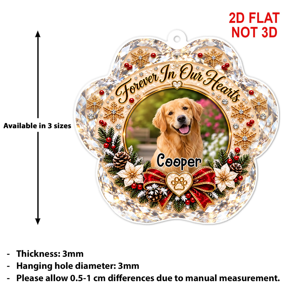 Custom Photo Forever In Our Hearts Acrylic Ornament, Personalized Christmas Gift For Dog Lover 686730