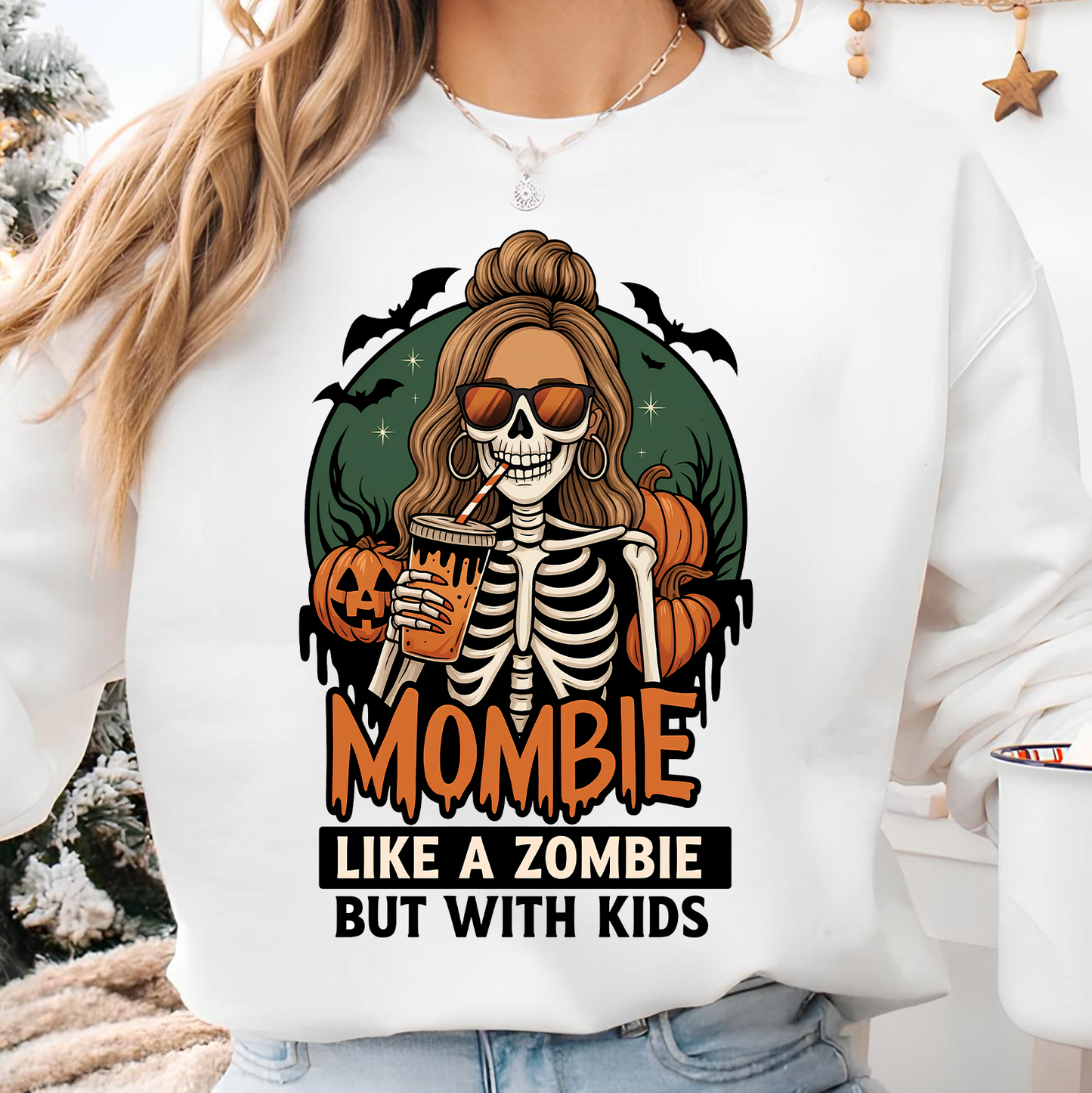 Funny Mombie Like A Zombie But With Kids Bright Shirt, Skeleton Mom Graphic Tee, Gift For Halloween 685919