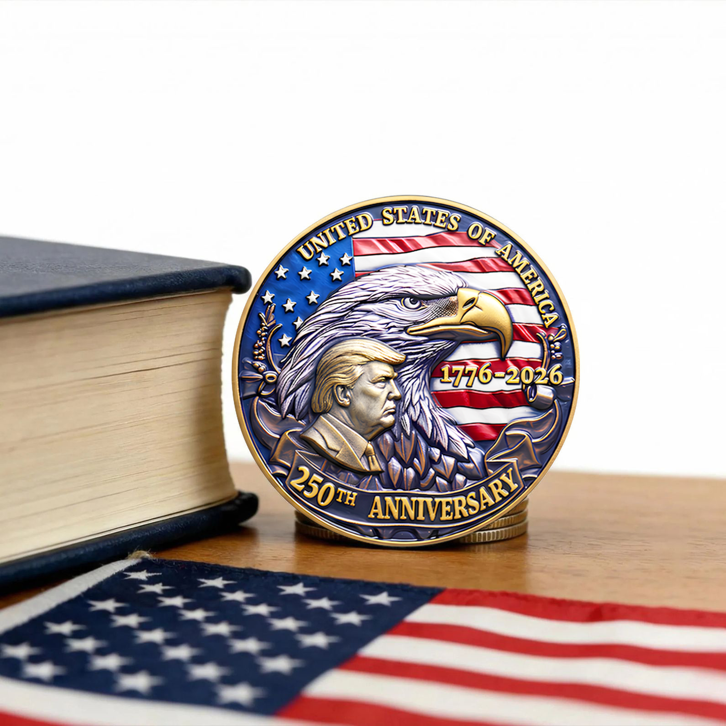 In God We Trust Commemorative Coin, Trump & Washington 250th Anniversary Coin 685794