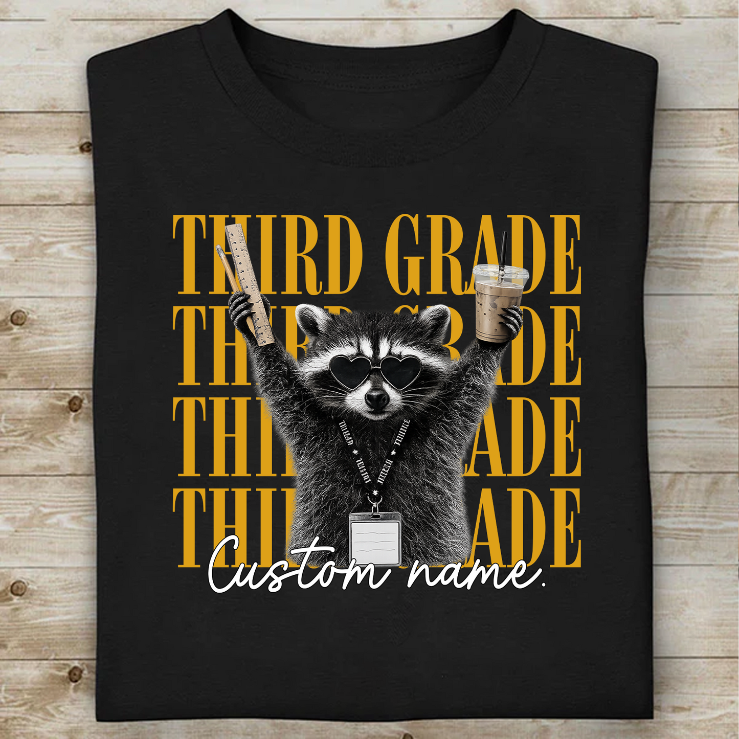 Personalized Grade Level Teacher Dark Shirt, Funny Raccoon Teacher Team Tee, Back To School Gift 685709